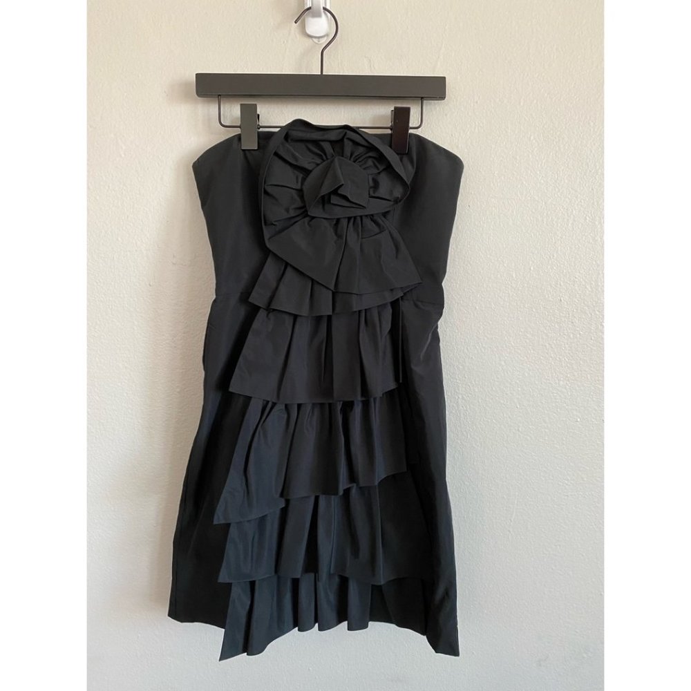 BCBGMaxazria Taffeta Rosette Tiered Dress